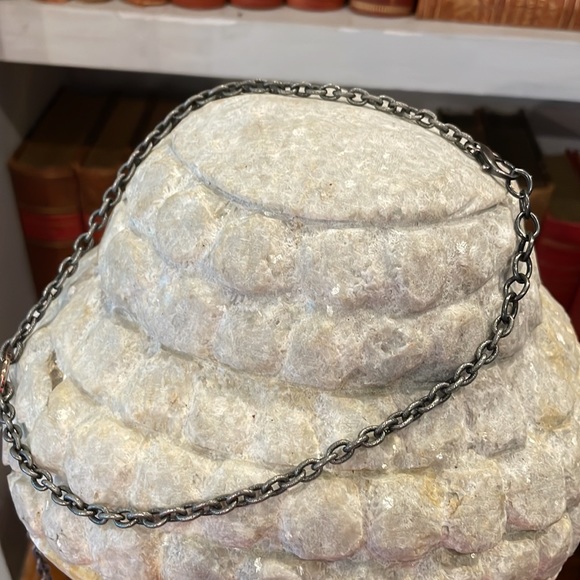 Gorgeous hammered chain necklace with Tahitian pearl and rose gold/diamond - Picture 7 of 10